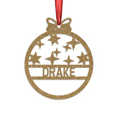 Personalised Christmas Bauble By KreateSquare 950 GSM Double Sided Glitter Xmas Tree Decoration Custom Name Baubles - Christmas Blink Star Design